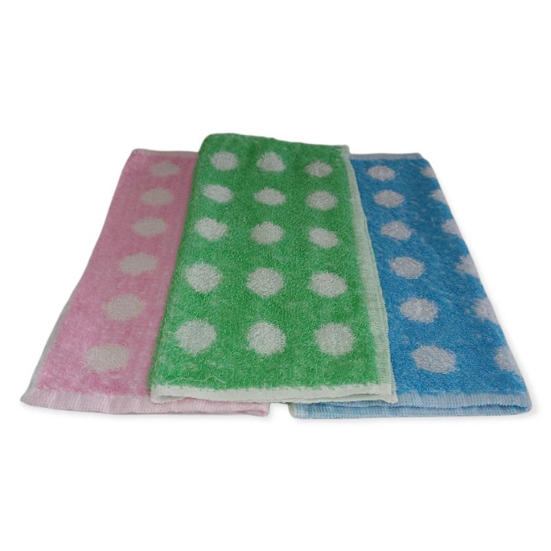 Handuk Wajah/Muka Polkadot Kecil/Kotak/Travel/Saputangan Handuk Katun