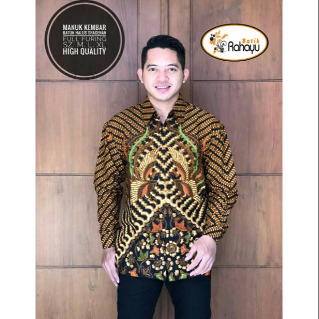 Batik Solo MANUK KEMBAR Kemeja Pria Katun Halus Sragenan Full Furing