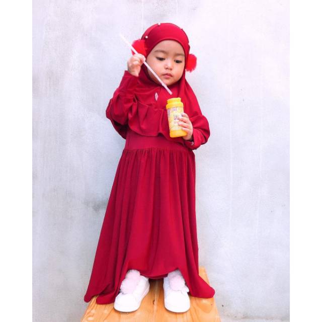 Gamis anak pom pom 2 by Aqilla Hijab