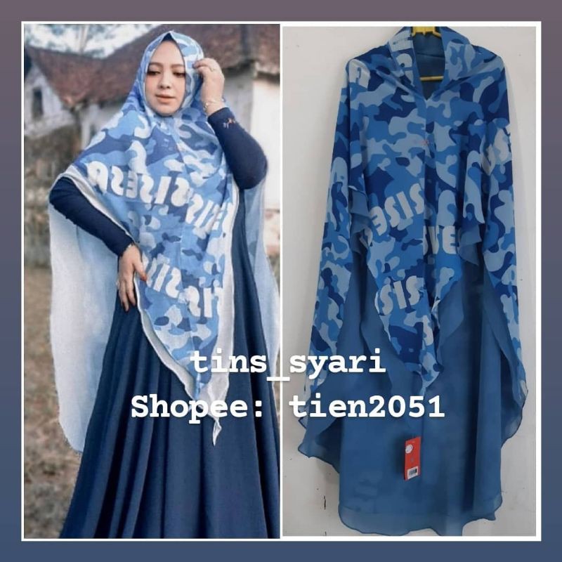 Sisesa khimar camouflage smokey blue army