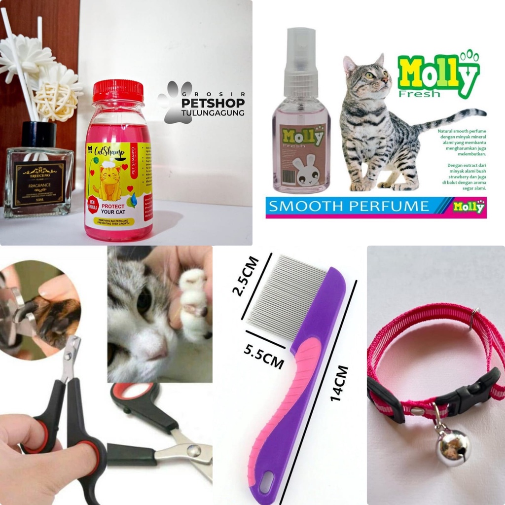 Paket Grooming Kucing2 (Shampo, Parfum, Gunting kuku, Sisir Serit)