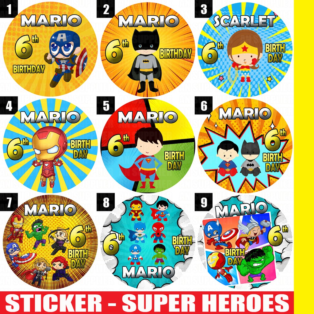 

60 STIKER SUPER HERO - LABEL BAG / KUE / SOUVENIR ULTAH ULANG TAHUN
