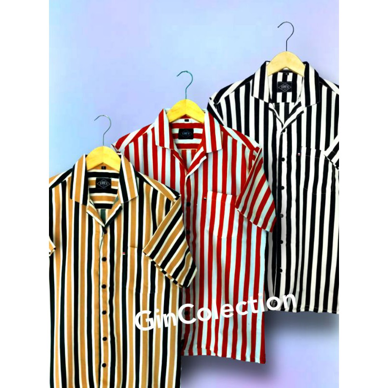 KEMEJA STRIPE PRIA LENGAN PENDEK/KEMEJA SALUR PRIA/KEMEJA CASUAL PRIA/KEMEJA SANTAI