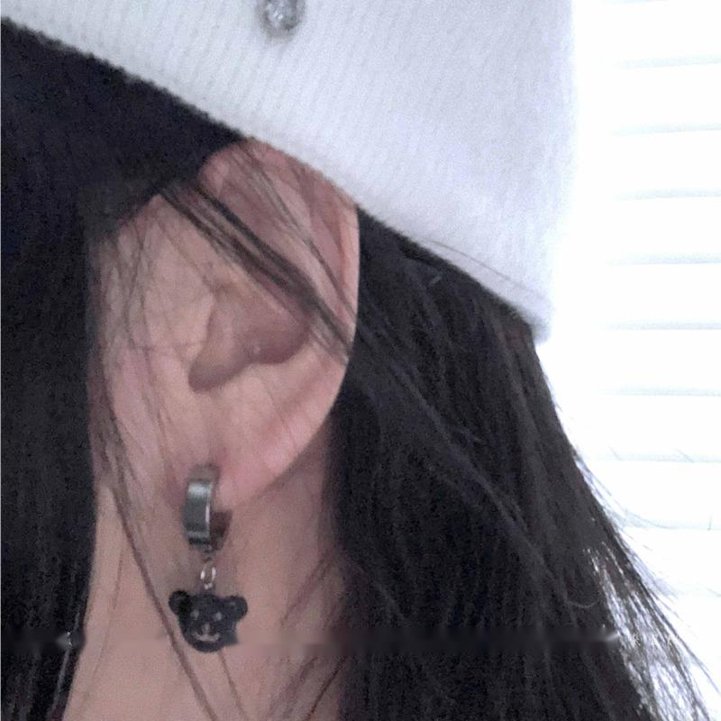 Titanium Steel Hollow Bear Earrings Accessories Simple Korean Style Cute