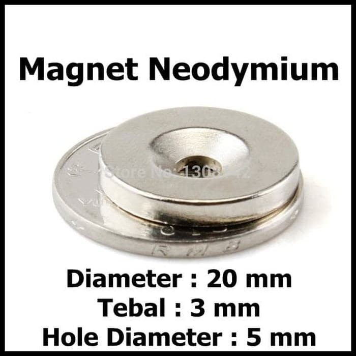 Isi 5pcs Strong Magnet Neodymium Diameter 20x3 mm Hole 5mm Rare Earth Round