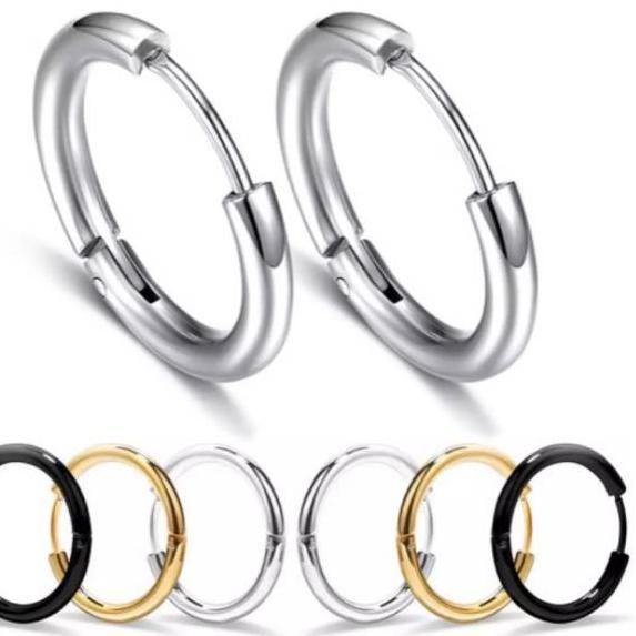 Tidak Diragukan.. Anting Earring Ring Hoop Stainless Steel 8/10/12/14/16/18/20/30mm.  Batang 2.5mm