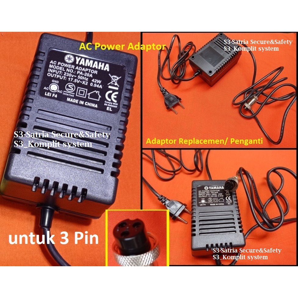 penganti PA20A AC Power Adaptor Yamaha PA20 a 17.5V X2 mixer PA 20A charger 17,5v 17,5 17.5v 17
