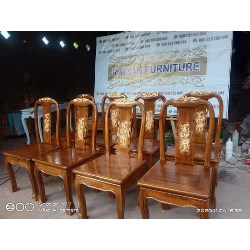 kursi bonsai ukir jati jepara/kursi makan jepara