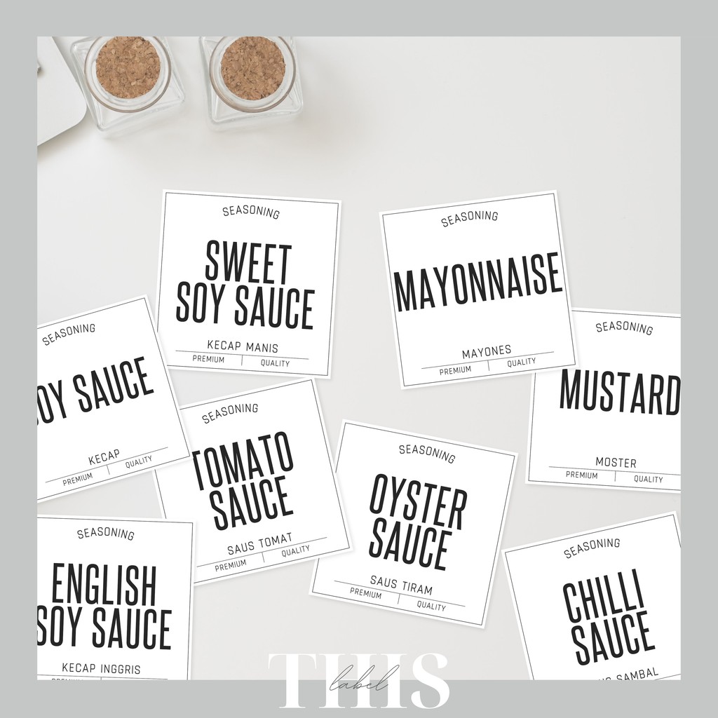 

Paket 8pcs Sticker Label SEASONING (Bumbu, Saus) Waterproof