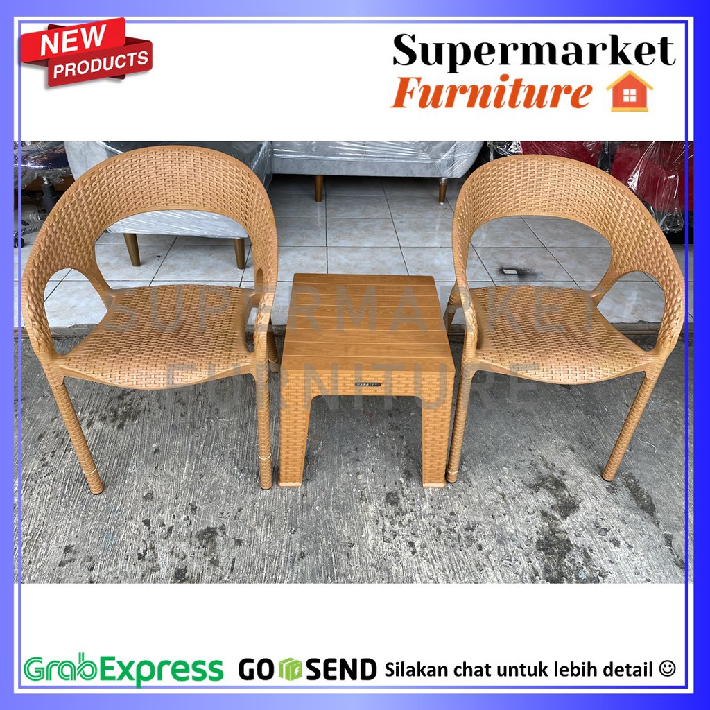 KURSI PLASTIK TERAS SANTAI SET CLUB 2KURSI + 1 MEJA / KURSI SET TERAS SANTAI CLUB TERMURAH