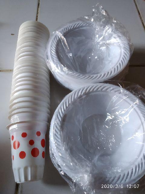 1 Dus Mangkok Plastik Putih Susu Mangkuk Kuah M5 M6 M7 Acara Tebal Catering Sip  Gojek Grosir