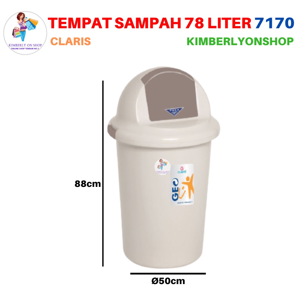 Tempat Sampah Geo 78 Liter Tutup Goyang Bulat 7170 Claris