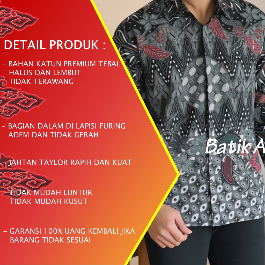 BATIK PREMIUM ALUNA LENGAN PANJANG REGULAR EXCLUSIVE KEMEJA BATIK PRIA PREMIUM SOLO MODERN PCW 103