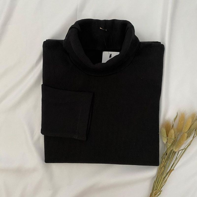 Kaos Turtleneck Pria Wanita Leher Tinggi Rib Premium-1