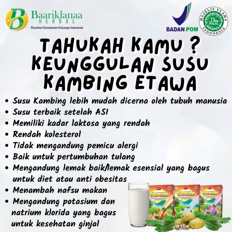 

GOMILK SUSU KAMBING ETAWA PLUS HERBAL