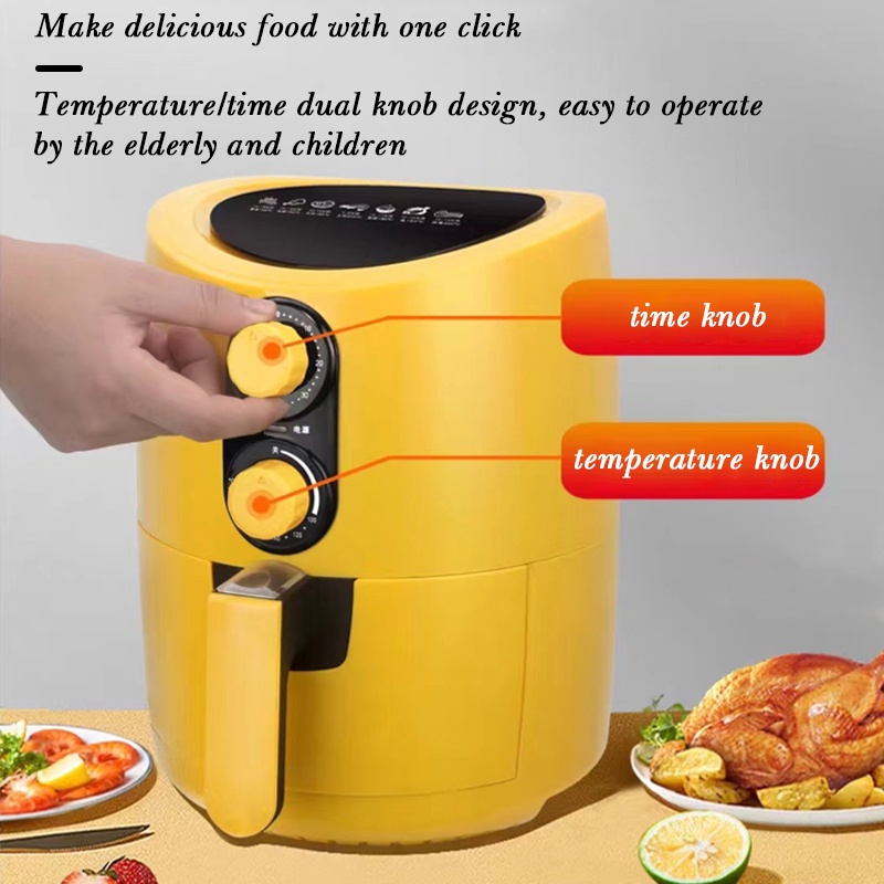 Air Fryer 5 Liter Rakii Import | Air Fryer Menggoreng Tanpa Minyak Warna Kuning High Quality