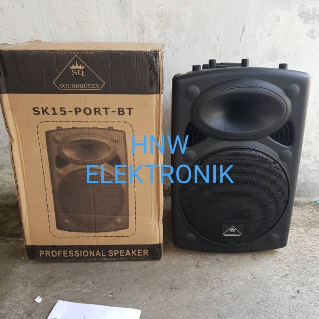 Speaker portable wireless aktif ampli meeting amplifier 15" soundqueen SK 15 SK15 15 inch Port BT