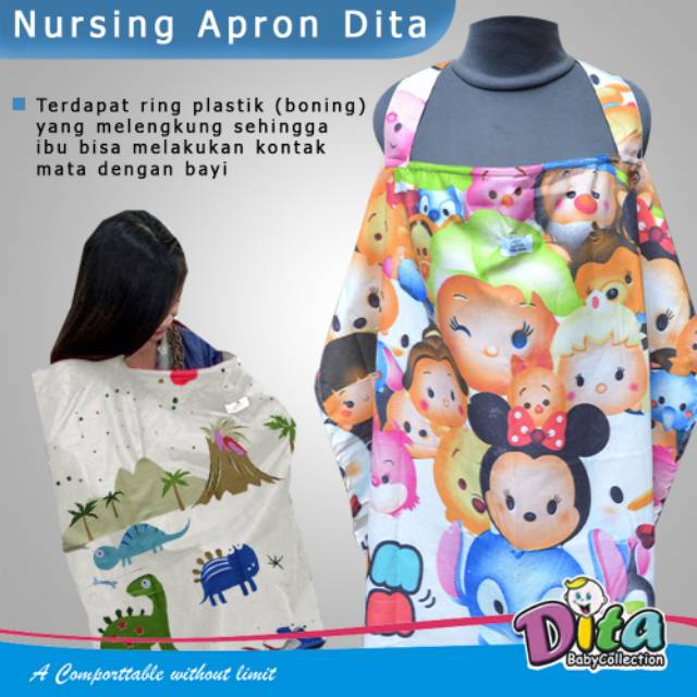 Celemek menyusui Nursing Apron menysui Dita 1 dan 2 Lapis ada kantong, penutup menyusui