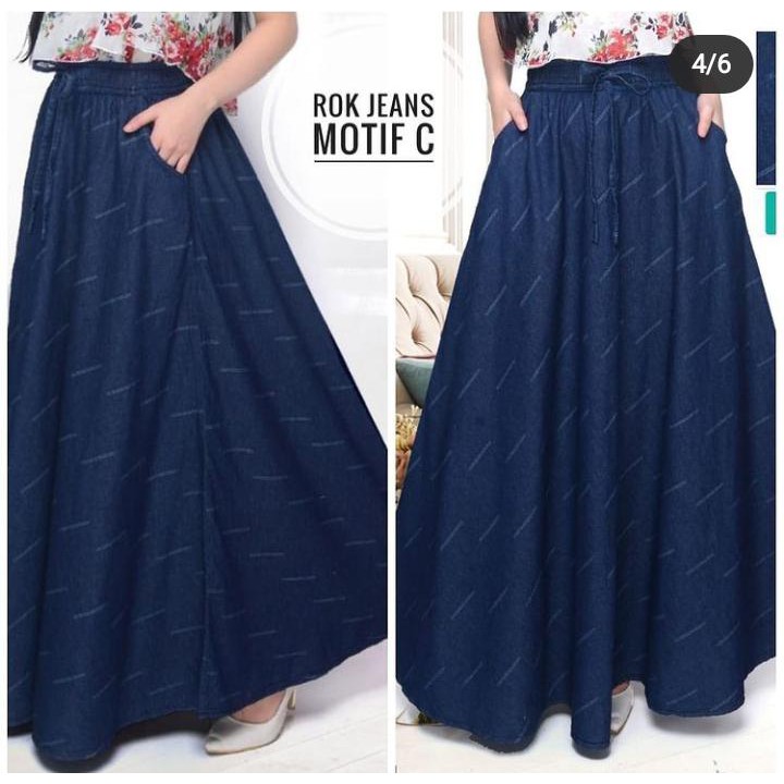 rok jeans  - rok jeans motif terbaru - rok jeans jumbo - rok motif jumbo - rok jeans wanita terbaru