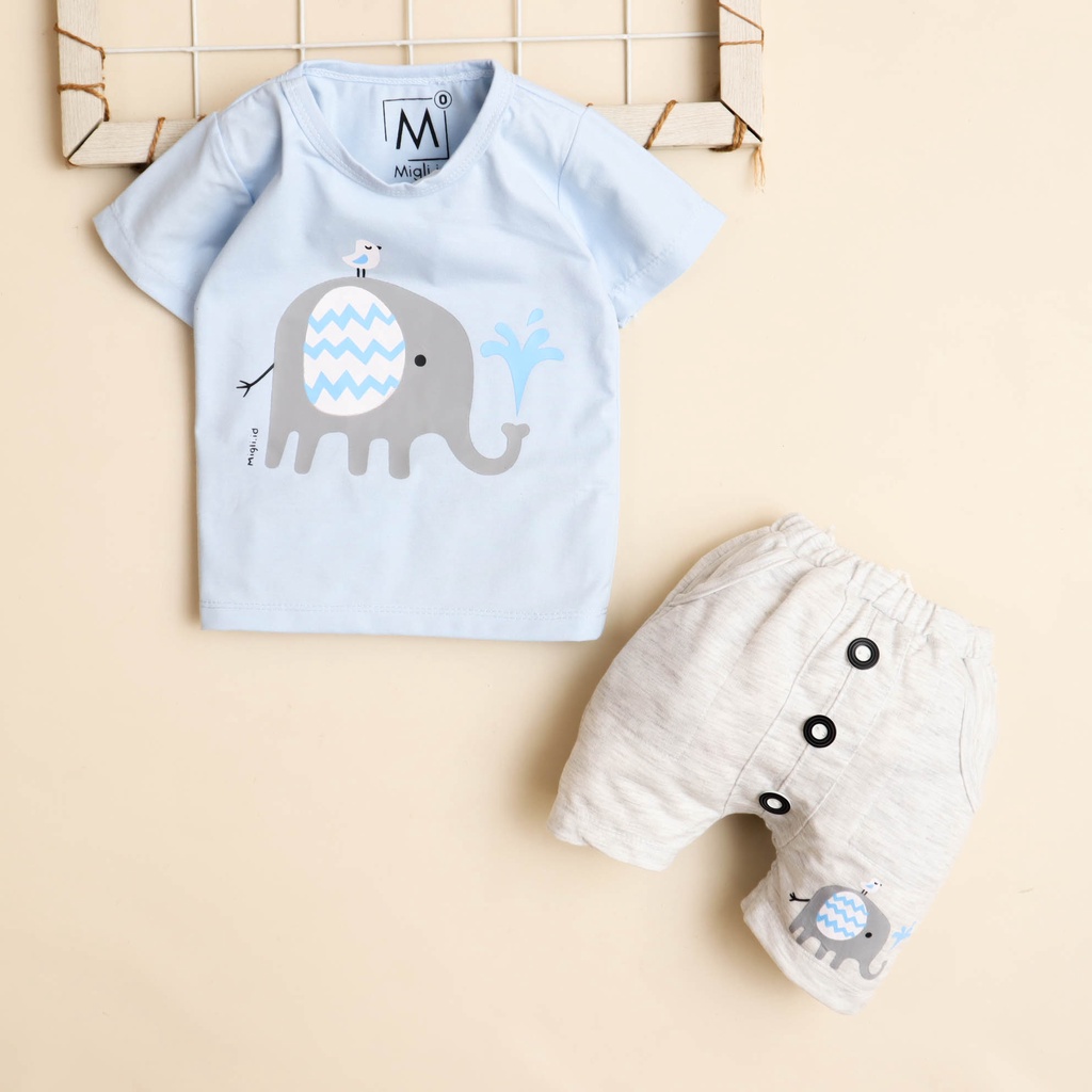 MG Motif Elephant Setelan Baju Bayi 3 Bulan - 3 tahun / Baju Anak Laki-laki / Setelan Anak