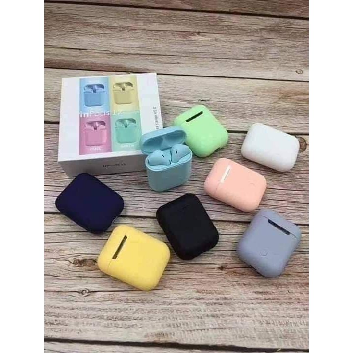 Headset Bluetooth Inpod 12 i12 Macaron TWS Original Android iOS Earphone Murah