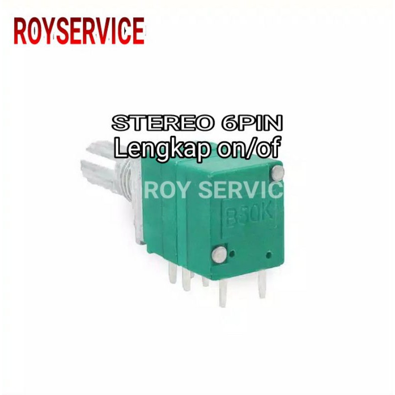 Potensio Stereo B50K Lengkap Switch On/Off
