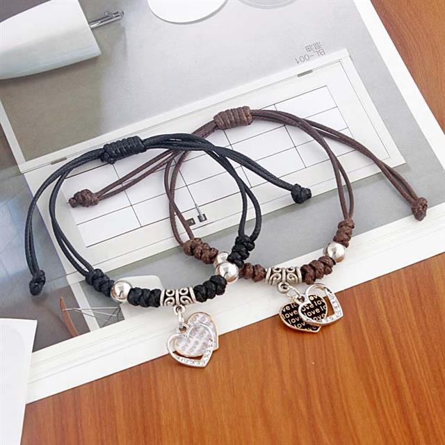 S159 Eropa dan Amerika fashion woven Gelang pria dan wanita patah hati gelang diikat Bahasa Inggris