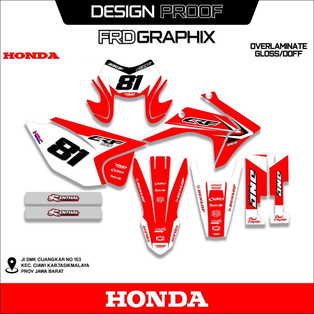 decal striping stiker honda CRF 230F 2015