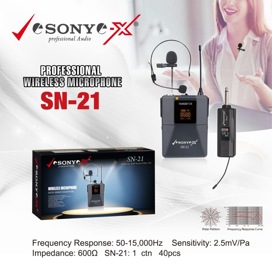 TERBARU Sony Mik/Microphone Wireless SN 21 Mic Bandol + Clip On Wireles MULTIFUNGSI MANTAP