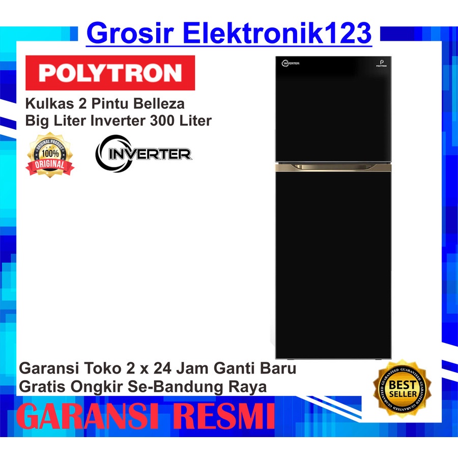 KULKAS POLYTRON 2 Pintu Belleza Big Liter Inverter 300 Liter PRM 431X