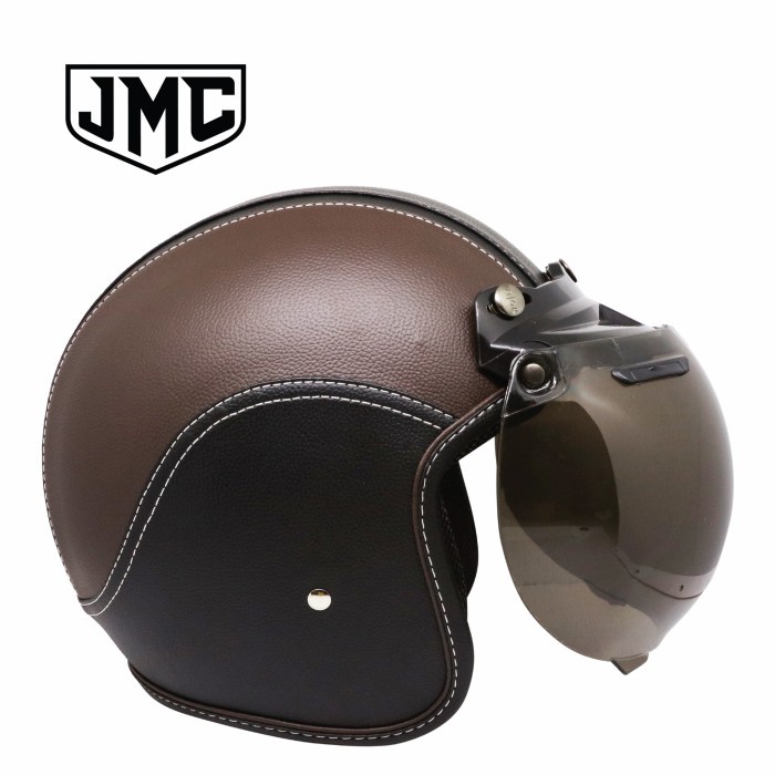 HELM BOGO RETRO COKELAT TUA FULL LEATHER SNI