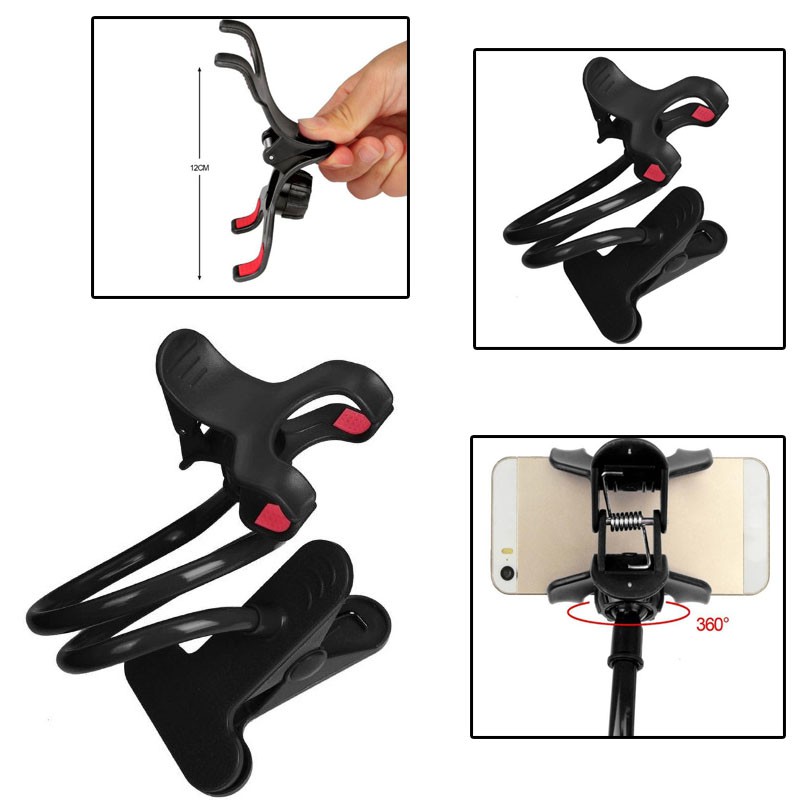 Lazypod Besi Aksesoris Phone Holder Handphone / Tempat Klip Fleksibel Ponsel / Lazy Pod Jepitan HP Universal Dudukan di Meja - LP 201