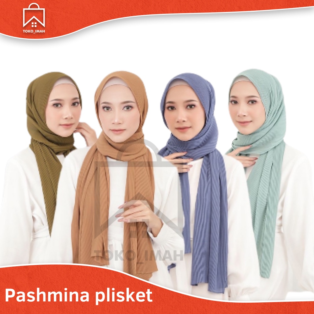 PASHMINA FULL PLISKET TANPA LIPATAN PREMIUM CERUTY BABY DOLL UKURAN 180x75CM BISA COD