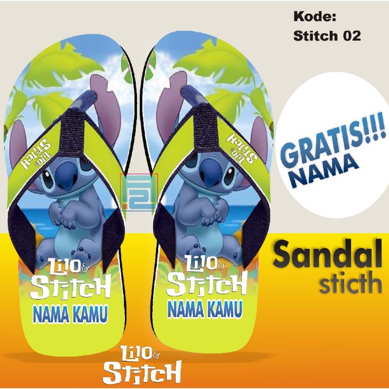 Sandal Costum Nama Karakter STITCH Anak/Dewasa FREE Custom Suka Suka