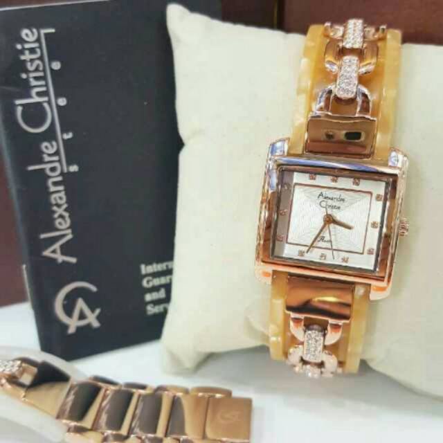 Jam Tangan Lady Alexandre Christie ORIGINAL AC-2569 Cream Rosegold