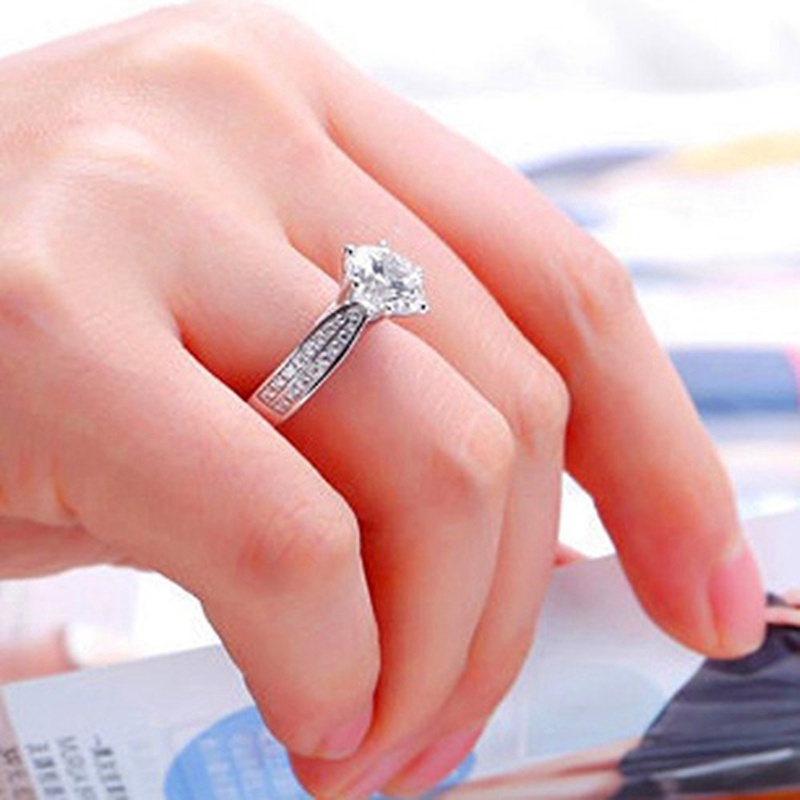 New Women's Fashion Six Prong Diamond Zircon Ring Wedding Engagement Jewelry