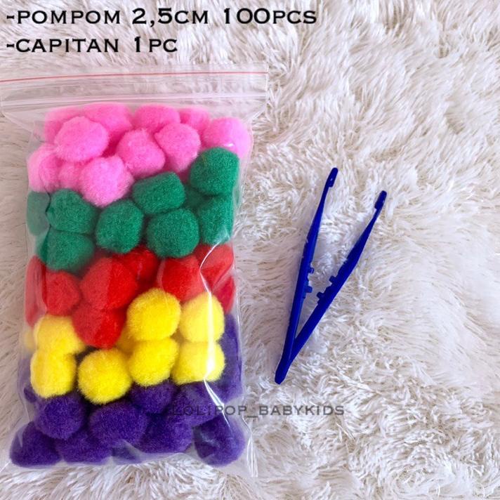 

COD✔Pompom 2,5cm isi 100pcs