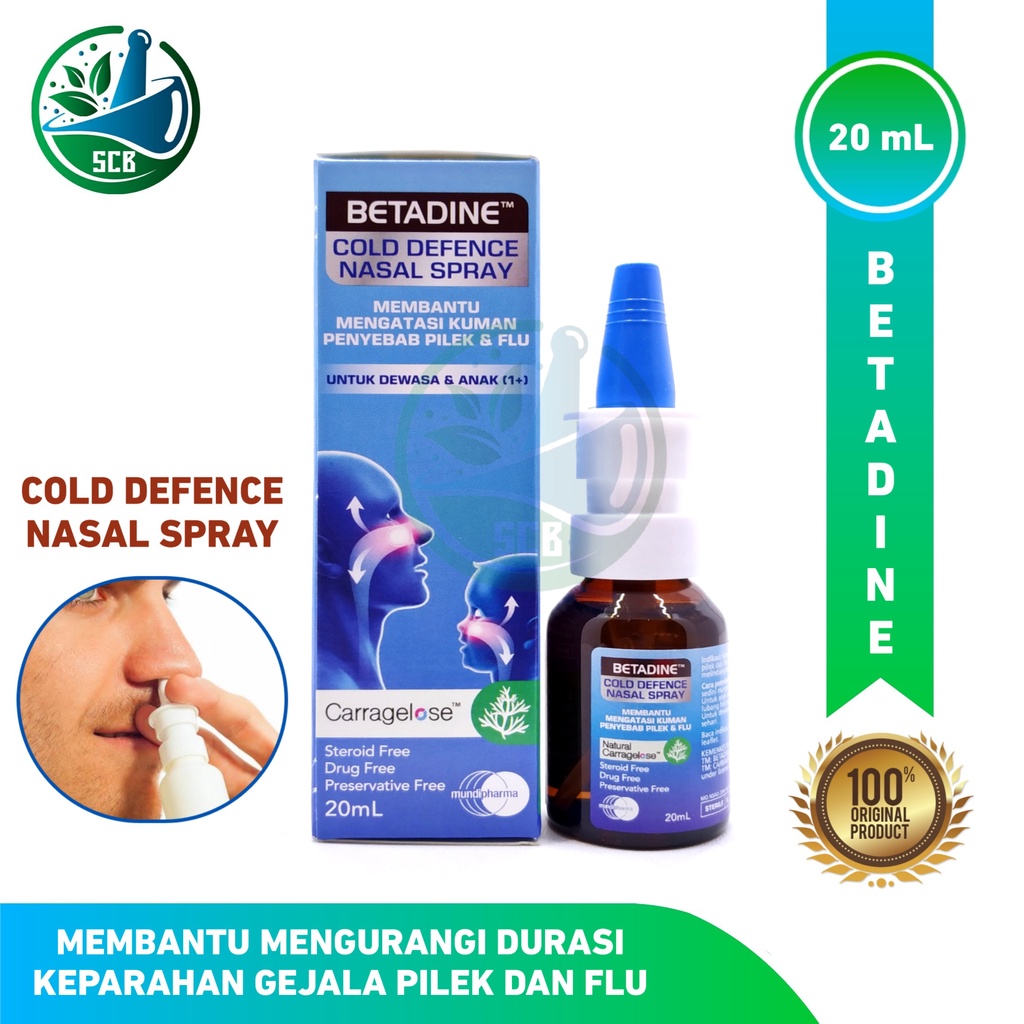 Betadine Cold Defence Nasal Spray (Dewasa) - Membantu Mengatasi Kuman Penyebab Pilek & Flu
