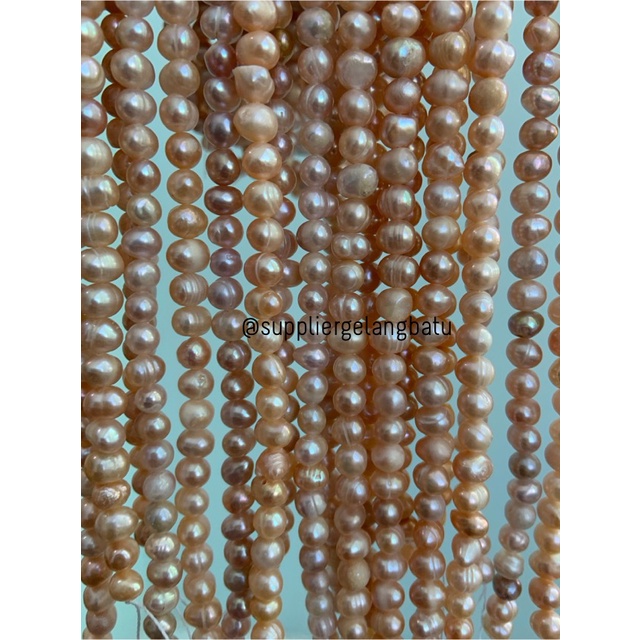 Bahan Mutiara Air Tawar Barok LAVENDER 4 x 6mm Bulat baroque pearl