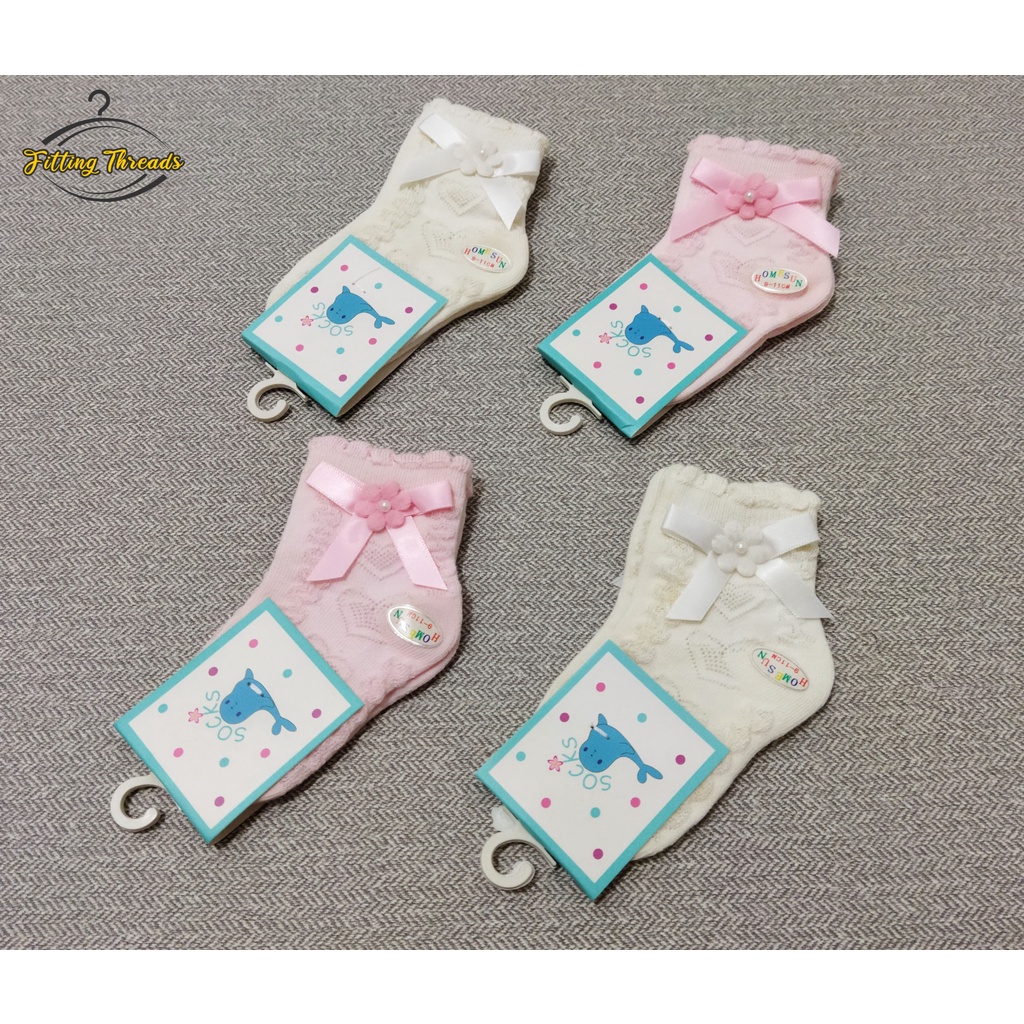 3 Pasang Kaos Kaki Anak Bayi Perempuan 6 7 8 9 10 12 Bulan / Kaos Kaki Anak Bayi Cewek Motif Pita Homesun