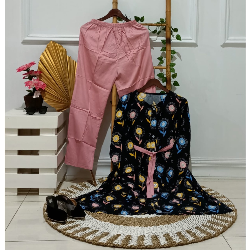 setelan tunik dan celana  - setelan tunik wanita - setcel tunik - pakaian wanita terbaru