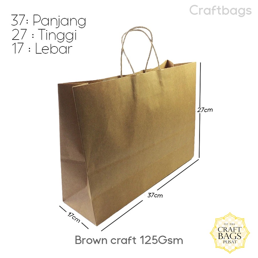 

Paper bag coklat polos Lanscape 27x17x37 CM / Paper bag kado souvenir wedding packing olshop / Paperbag packaging online shop / Papper bag kertas tali kertas 3mm murah