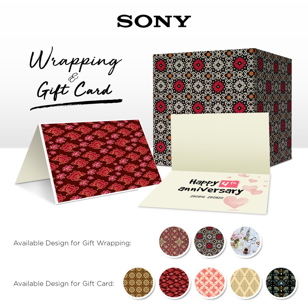 Paket Bungkus Hadiah Kertas kado &amp; kartu ucapan (Wajib dengan produk Sony)