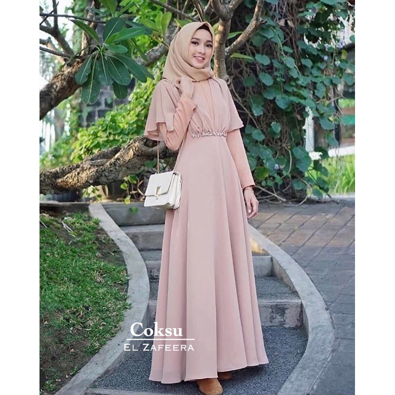 Alyssa Dress exclusive by El Zafeera, gaun hijab, gamis premium, gaun pesta, gamis pesta