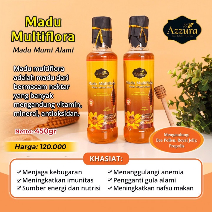 

MADU MURNI MULTIFLORA 450 gr - MADU AZZURA MADU SEHAT