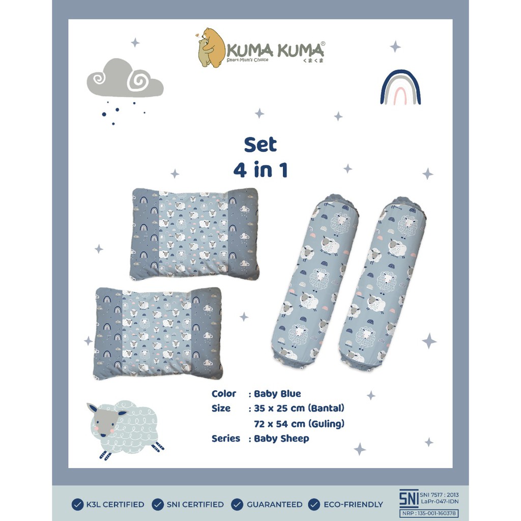 KUMA KUMA - BANTAL BAYI SET 4 IN 1 (NEW MOTIFF !!!!)