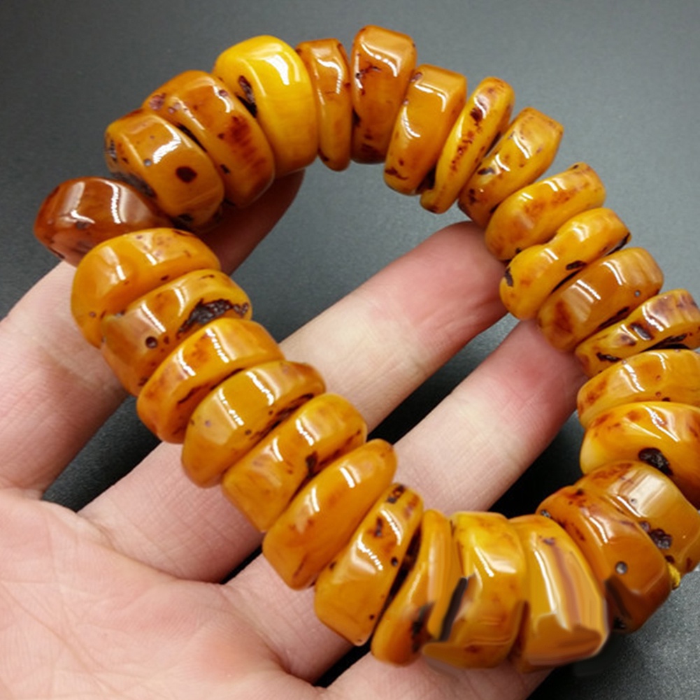 Hu Hu Hu Hu Hu Alat Bantu Pasang Kacamata♡ Gelang Tangan Manik-Manik Abacus Beeswax Amber Natural Untuk Wanita