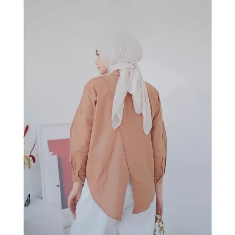 kemeja Wanita Linen Oversize Nelka Shirt Linen Polos