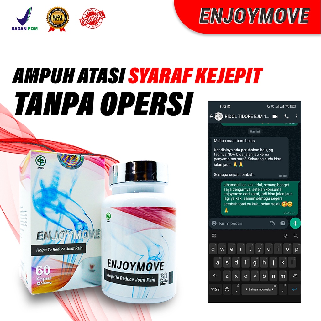 ENJOYMOVE Obat Herbal  Syaraf kejepit Keseleo Asam Urat Rematik Nyeri Sendi ASLI BPOM