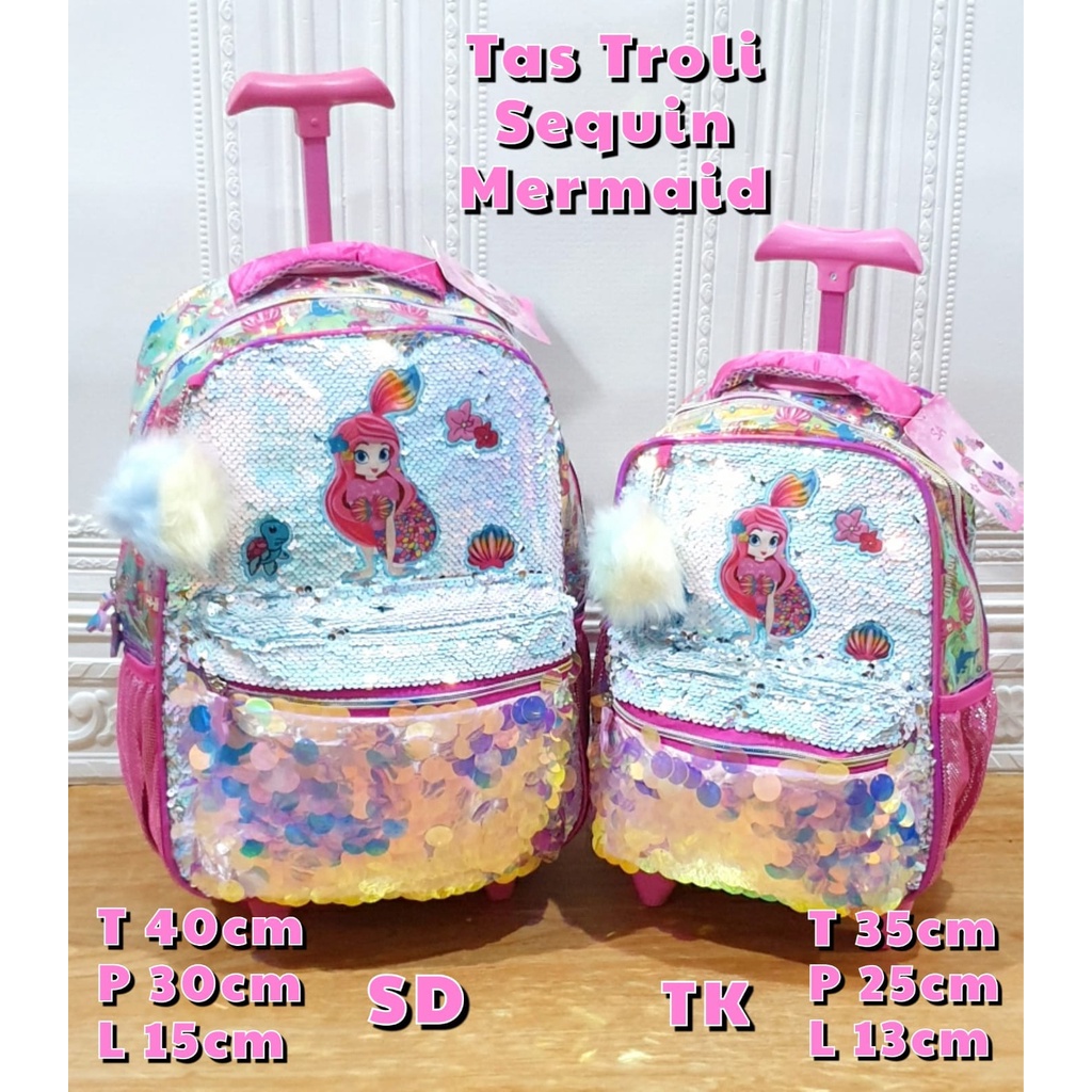 Tas Sekolah Troli Anak SD dan TK Sequin Tas Trolley Anak Sekolah LOL dan Unicorn Tas Dorong Anak Sekolah SD dan TK